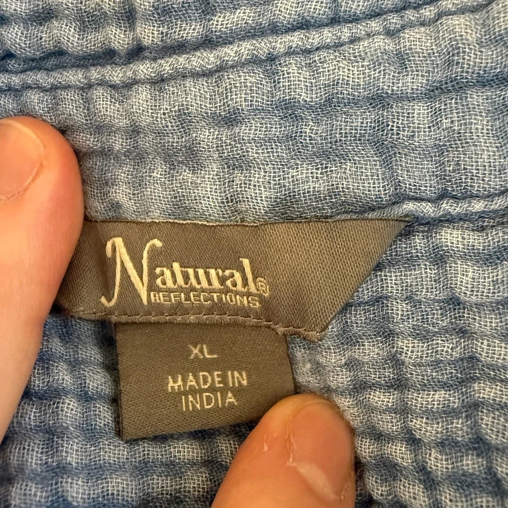 Womens‎ Boho Gauze Cotton Button Up Shirt Dress XL Resort Travel Beach Vacation - Picture 3 of 13